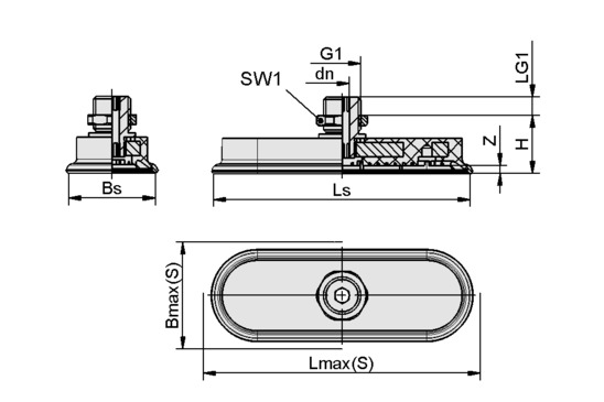 SAOF 90<em></em>x30 NBR-60 G1/4-AG